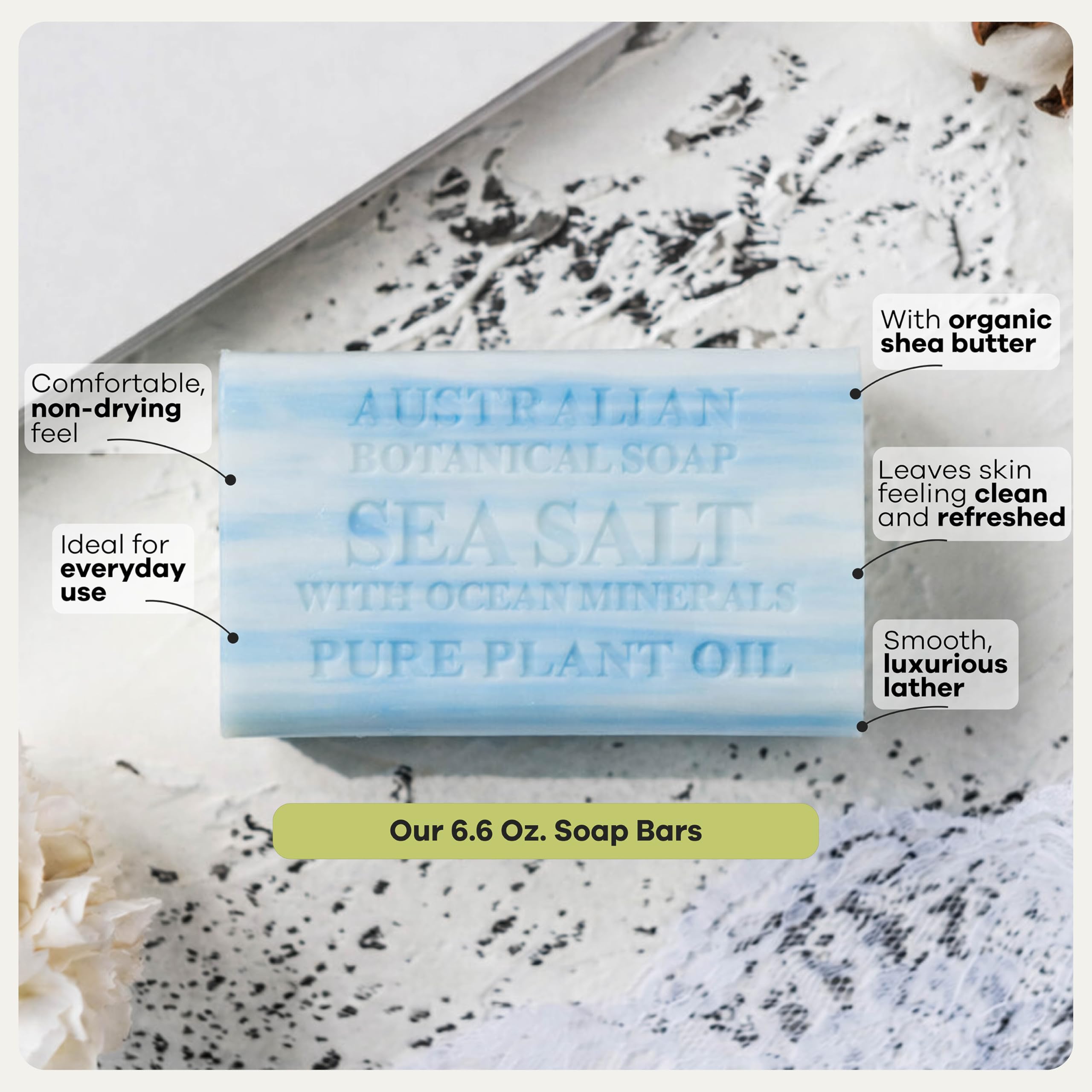Australian Botanical Soap Sea Salt with Ocean Minerals 6.6 oz